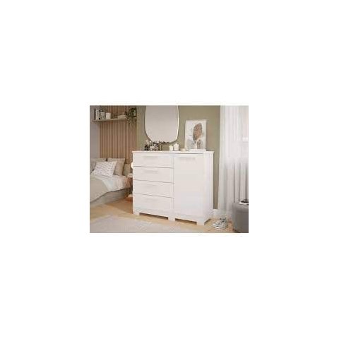 Cômoda Malu 1 Pt 4 Gv Branca 100% MDF Panan Cômoda Malu 1 Pt 4 Gv Branca 100% MDF