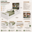 Ver imagem 2 de Cama Infantil Montessoriana Padrão Solteiro com Estante e Baú em MDF