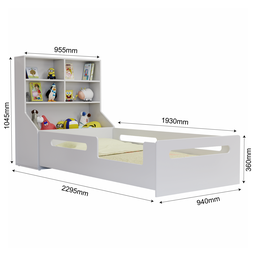 Cama Infantil Montessoriana Padrão Solteiro com Estante e Baú em Mdf - 4