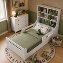 Ver imagem 1 de Cama Infantil Montessoriana Padrão Solteiro com Estante e Baú em MDF
