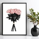 Ver imagem 1 de Quadro Fashion Flores Rosa e Preto 33x24cm:moldura Preta