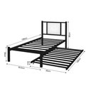 Ver imagem 4 de Cama Solteiro Bruna Estilo Militar 100% Aço Preto com Cama Auxiliar e Cabeceira Estofada Branco