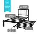 Ver imagem 3 de Cama Solteiro Bruna Estilo Militar 100% Aço Preto com Cama Auxiliar e Cabeceira Estofada Branco