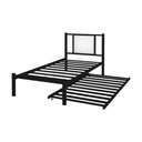 Ver imagem 5 de Cama Solteiro Bruna Estilo Militar 100% Aço Preto com Cama Auxiliar e Cabeceira Estofada Branco