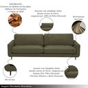 Ver imagem 3 de Sofá Decorativo Isaac 3 Lugares Sala de Estar 240cm Pés em Aço Couro Fendi G88 - Gran Belo