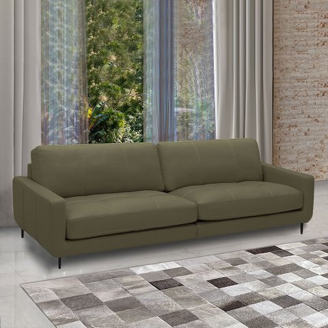 Sofá Decorativo Isaac 3 Lugares Sala de Estar 240cm Pés em Aço Couro Fendi G88 - Gran Belo