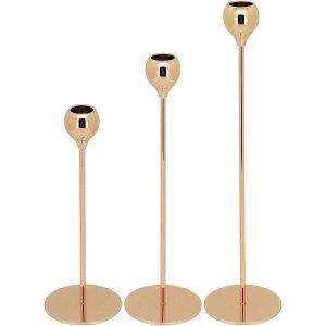 Jg.3 Peças Castiçal de Metal Dourado Home &amp; Co