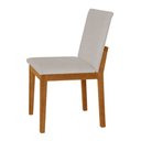 Ver imagem 3 de Kit 2 Cadeiras de Jantar Pérola Estofado Liso Linho Bege Base Madeira Maciça Mel