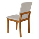 Ver imagem 4 de Kit 2 Cadeiras de Jantar Pérola Estofado Liso Linho Bege Base Madeira Maciça Mel