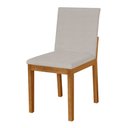 Ver imagem 2 de Kit 2 Cadeiras de Jantar Pérola Estofado Liso Linho Bege Base Madeira Maciça Mel