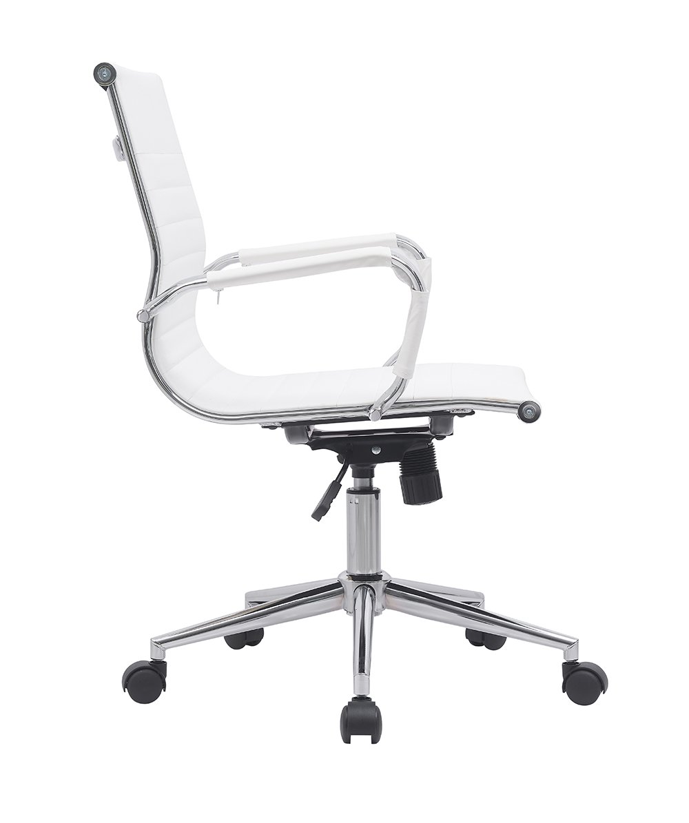 Cadeira Escritório Diretor Eames em Couro - Branco:10 Cadeiras - 4