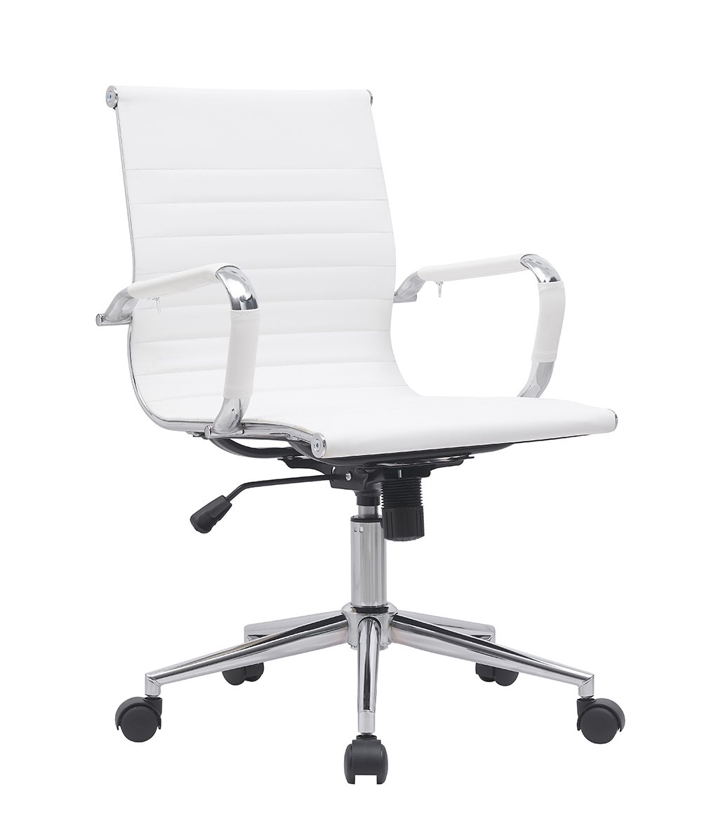 Cadeira Escritório Diretor Eames em Couro - Branco:10 Cadeiras - 2
