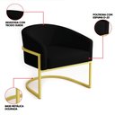 Ver imagem 3 de Poltrona Sala Decorativa Industrial Dourada Arielle Veludo Preto D03 - D’Rossi