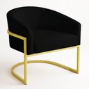 Ver imagem 2 de Poltrona Sala Decorativa Industrial Dourada Arielle Veludo Preto D03 - D’Rossi