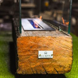 Lareira Ecológica no Dormente 1M X 25 CM com Vidros e Queimador em Ferro com Manta Cerâmica - - 4