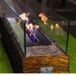 Lareira Ecológica no Dormente 1M X 25 CM com Vidros e Queimador em Ferro com Manta Cerâmica - - 6
