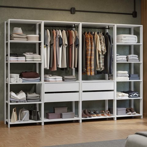 Guarda-roupa Closet Modulado 4 Gavetas 258 Cm Valencia Madesa 01