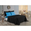 Ver imagem 4 de Jogo de Cama Casal Viúva Nobre 4 Peças Malha 100% Algodão - Preto / Turquesa