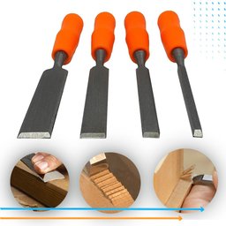 Formão Madeira Kit 4 Peças Chanfrado Esculpir Entalhador Carpintaria Marcenaria Western - 3