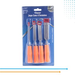 Formão Madeira Kit 4 Peças Chanfrado Esculpir Entalhador Carpintaria Marcenaria Western - 4