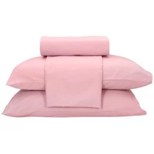 Jogo de Cama Queen Teka 100% Algodão - 150 Fios Diamante 4 Peças - Rosa