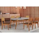 Ver imagem 1 de Conjunto: Mesa Sala Jantar Havana Tampo c/ Vidro Curvo 180cm+6 Cadeiras Havana Naturale/Off White -