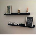 Ver imagem 3 de 2 Prateleiras Preta Porta Quadro de Fotos Mdf 90 cms