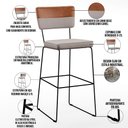 Ver imagem 4 de Kit 05 Banquetas Altas Sala de Jantar Fixa Allana L02 Faixa Couríssimo Camel Linho Bege - Lyam