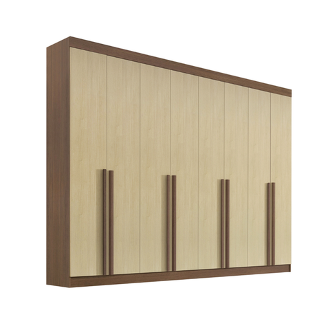 Guarda Roupa Casal Dyamond 8 Portas Mdf Castanho com Linho