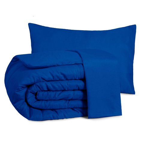 Kit Edredom Casal Queen 3 Peças Margarida Cama Box:azul