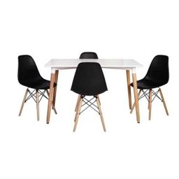 Kit Mesa Jantar Eiffel 120x80cm Branca + 4 Cadeiras Charles Eames - 1