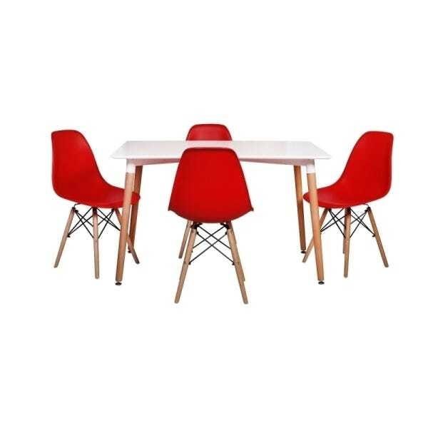 Kit Mesa Jantar Eiffel 120x80cm Branca + 4 Cadeiras Charles Eames - 1