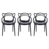 KIT C| 3 Cadeira Allegra Masters Polipropileno Sala,Cozinha, Jantar, Empilhavel Preta - 6