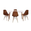 Ver imagem 1 de Kit Mesa Jantar Eiffel 120x80cm Branca + 4 Cadeiras Charles Eames Botonê - Marrom