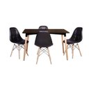 Ver imagem 1 de Kit Mesa Jantar Eiffel 120x80cm Preta + 4 Cadeiras Charles Eames Botonê - Preta