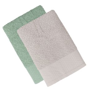 Kit 2 Toalha de Banho Capri Atlântica 100% Algodão Banhão 75x1,50 Cor:verde Sutil + Cinza Névoa