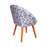 Kit 6 Poltronas Decorativa Canastra Estofada Veludo Floral Azul Pés em Madeira Maciça - 3