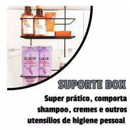 Suporte Porta Shampoo 2 Andares Preto Encaixar no Box - 4