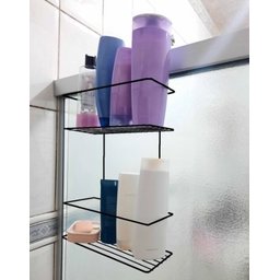 Suporte Porta Shampoo 2 Andares Preto Encaixar no Box - 5