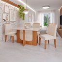 Ver imagem 1 de Sala de Jantar 4 Lugares Tampo de Vidro 130 cm Hazel Cinamomo/Nude - Panorama Móveis