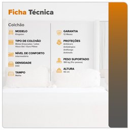 Colchão Casal Kingston Molas Ensacadas Látex Visco Gel 138x188x42cm - 4