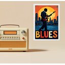Ver imagem 1 de Quadro Músico Blues - In The City 33x24cm:moldura Branca