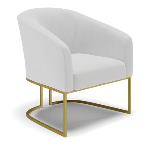 Cadeira Sala de Jantar Base Industrial Dourado Stella Linho D03 - D'Rossi Cor Cinza