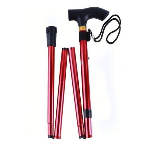 Bengala Retrátil Dobrável Ajustável Alum Tipo T de Ate 200kg:vermelho