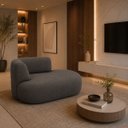Ver imagem 1 de Sofá Puf Orgânico 140 cm 2 Lugares Consultório Recepção Sala:Cinza Escuro/Bouclé Lado Direito