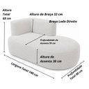 Ver mais imagens de Sofá Puf Orgânico 140 cm 2 Lugares Consultório Recepção Sala:Cinza Escuro/Bouclé Lado Direito