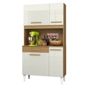 Ver imagem 2 de Armário de Cozinha Compacta 4 Portas 1 Gaveta Off White/Castanho Aramóveis 3306 168x91x38