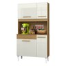 Armário de Cozinha Compacta 4 Portas 1 Gaveta Off White/Castanho Aramóveis 3306 168x91x38 - 2