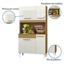 Ver imagem 4 de Armário de Cozinha Compacta 4 Portas 1 Gaveta Off White/Castanho Aramóveis 3306 168x91x38