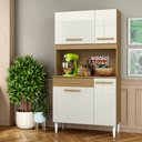 Ver imagem 1 de Armário de Cozinha Compacta 4 Portas 1 Gaveta Off White/Castanho Aramóveis 3306 168x91x38
